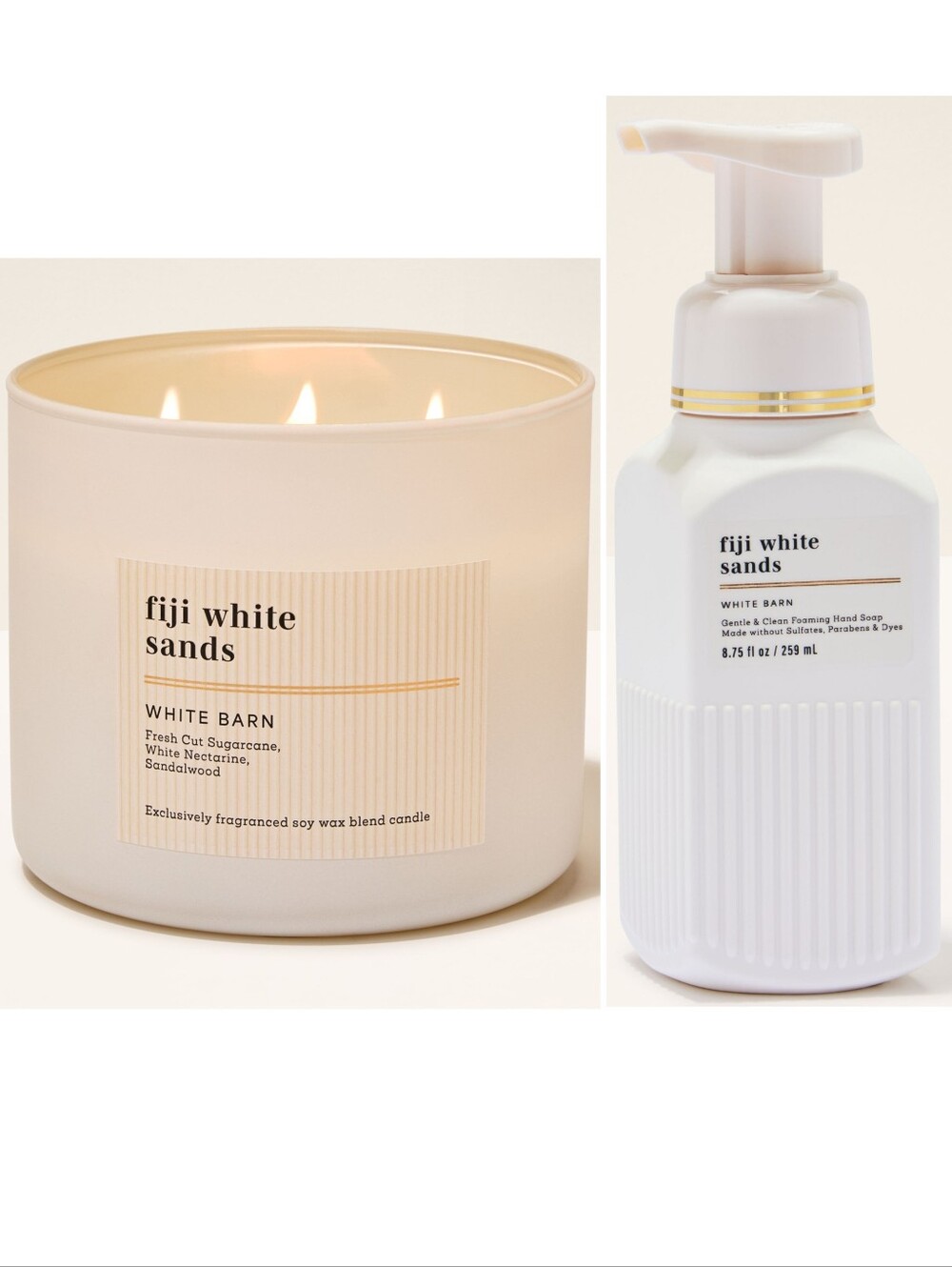 Bath Body Works White Barn Fiji White Sands Scented Candle & Hand Soap Set NEW